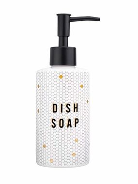 Sweet Water Decor Honeycomb Tile Dish Soap Dispenser Black, White & Gold NWT
